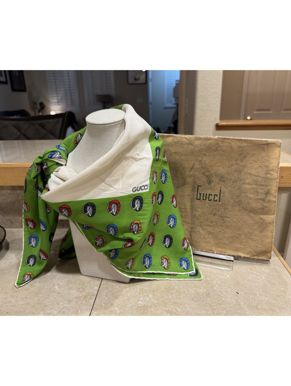 1960’s Gucci Vintage Horseshoe Scarf w/Original Packaging!